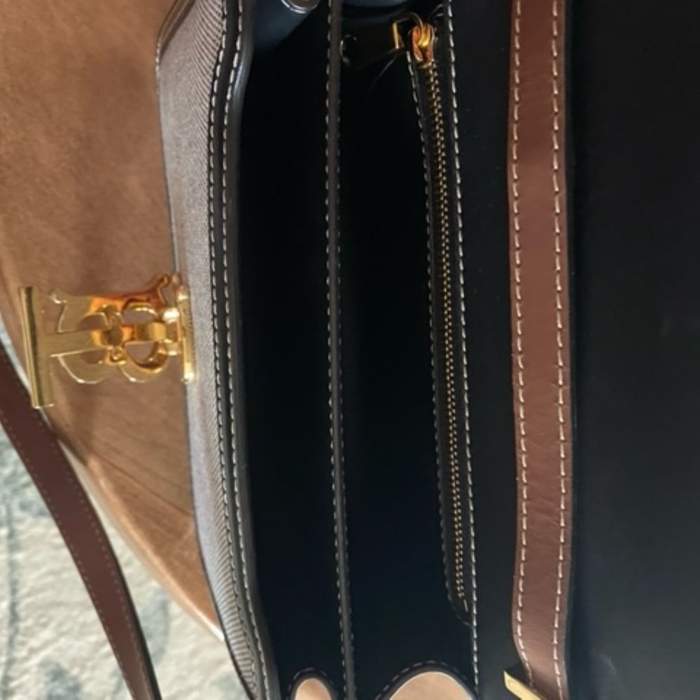 Small Tri-tone Canvas and Leather TB Bag - Picture 8 of 10